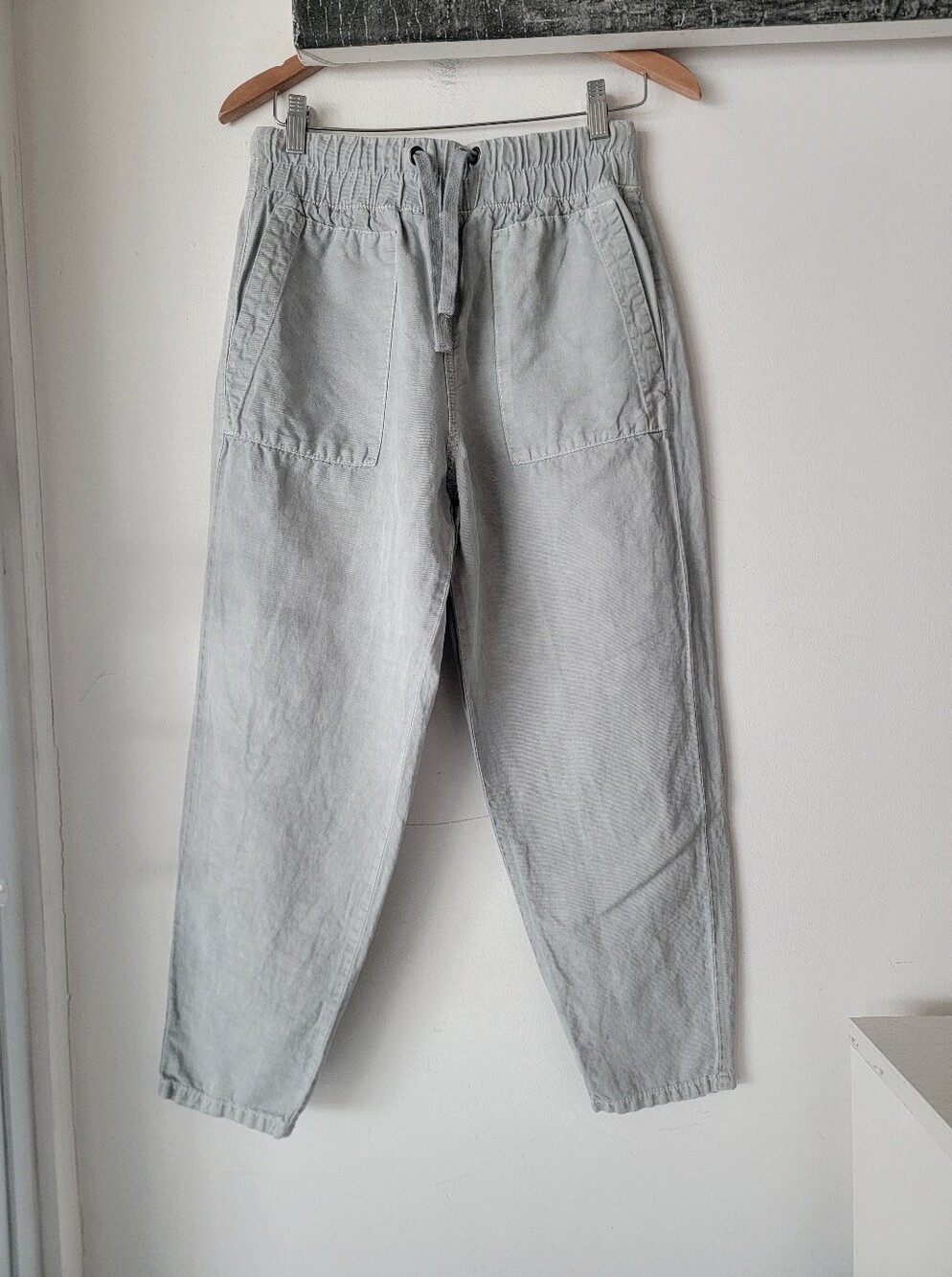 Zara Light Gray Linen Cotton Barrel Pants Size XS
